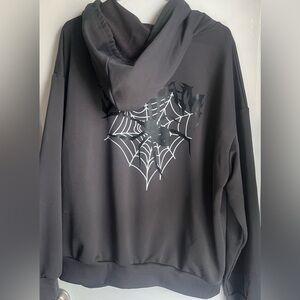 SHEIN EZwear Women Casual Spider & Letter Print Oversized Hooded Sweatshirt
